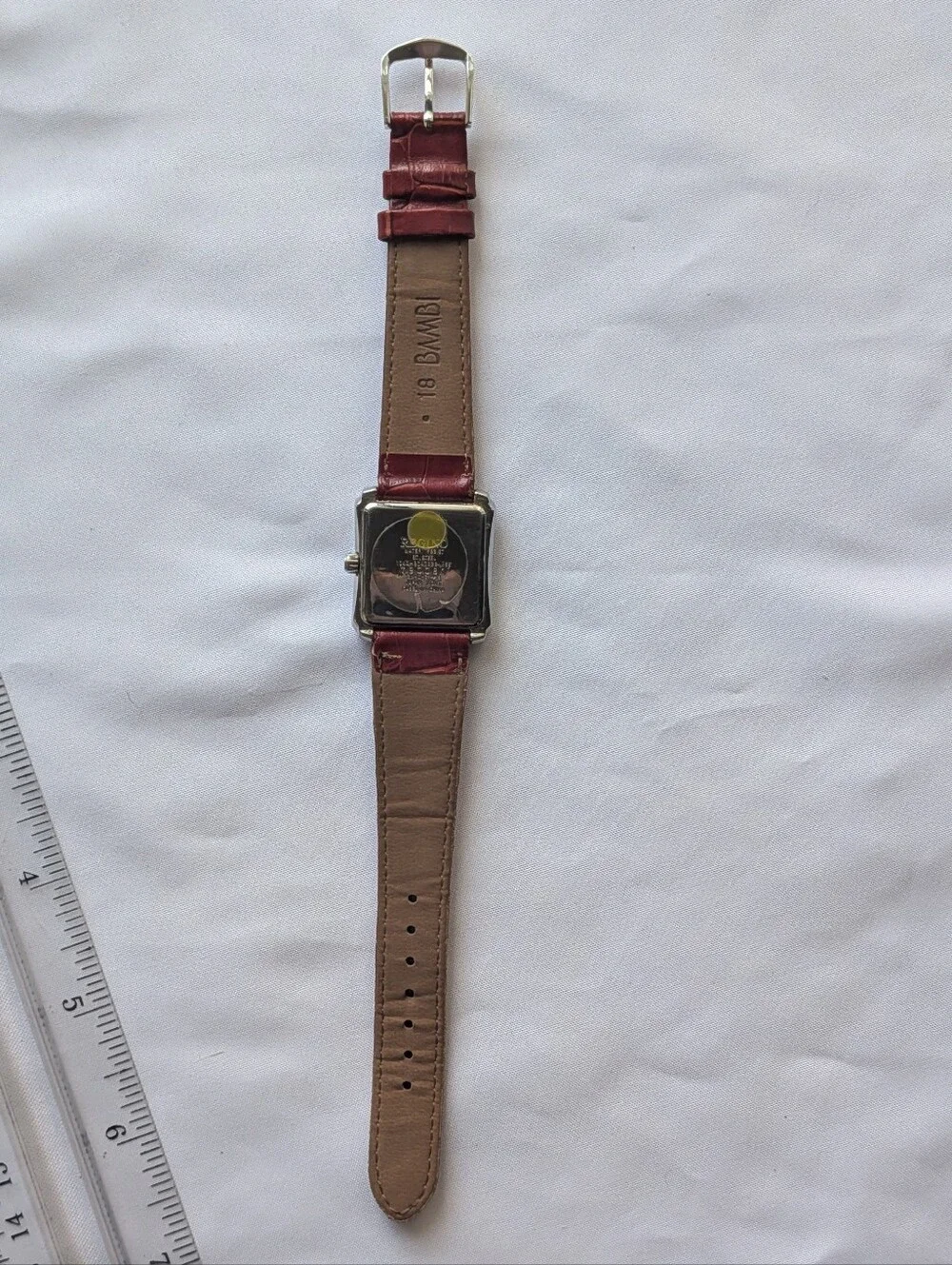 Citizen Reguno Watch Vintage Women's Silver Square Red Embossed Leather Strap